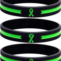 Green Awareness Ribbon Silicone Bracelets